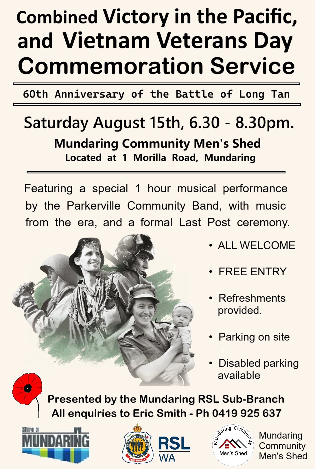 Combined VP & Vietnam Veterans Day Commemoration Service at Community Men's Shed Mundaring